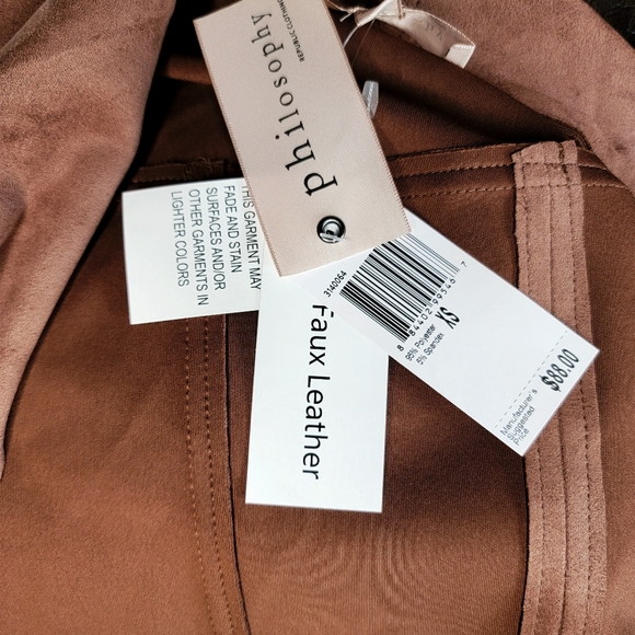 🕊️ Philosophy Vegan Suede Mauve Moto Jacket size XS - Picture 5 of 5